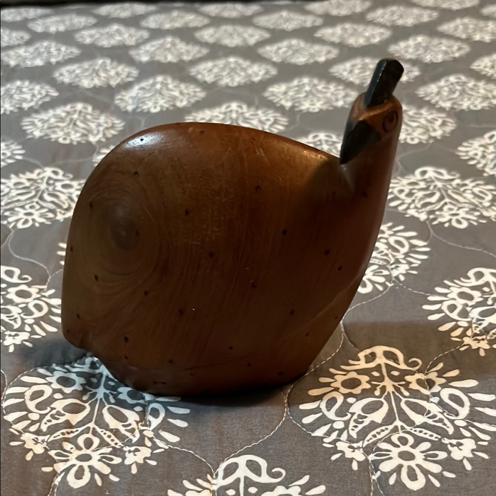 1970’s Artistian Crafted Handcrafted Partridge Wooden Bird Figurine - Brown
